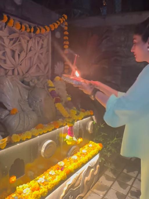 Raveena Tandon shared videos from her Ganesh Chaturthi celebration at home with her daughter Rasha Thadani